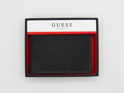 Guess Men's Bifold Leather Wallet RFID Protection Black - Image 1 of 4