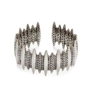 JOHN HARDY $1350 Hammered Sterling Silver Spear Flex Cuff Bracelet Sz S-M 103 gr - Picture 1 of 9