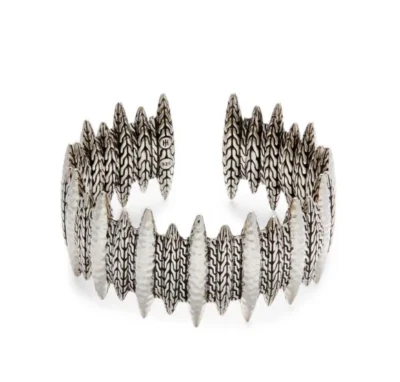 JOHN HARDY $1350 Hammered Sterling Silver Spear Flex Cuff Bracelet Sz S-M 103 gr - Image 1 of 4