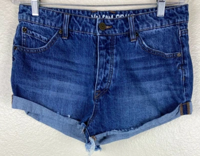 Volcom Womens Shorts Juniors Size 9 Blue Denim High Rise Button Fly Jean Short - Image 1 of 4