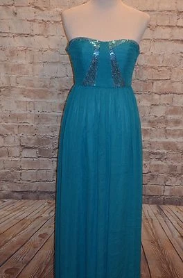 Modcloth Stop! Glamour Time Maxi Dress  teal NWT  S sequin $110 prom - Image 1 of 4
