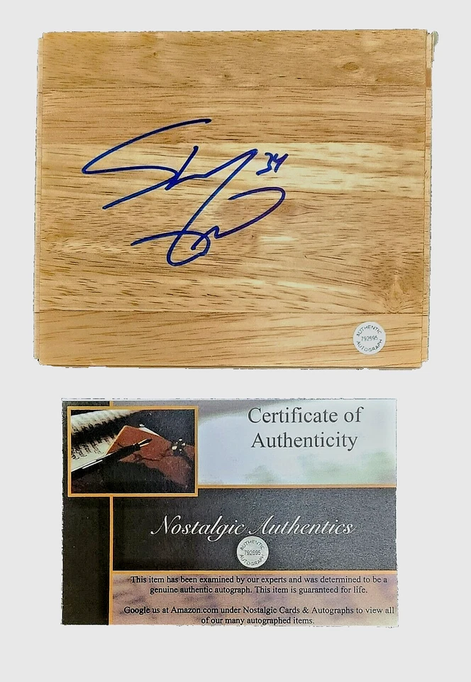 Tablero de piso firmado autografiado por Shaquille O’Neal Lakers 6x6 - certificado de autenticidad de holograma Foto 1 de 1