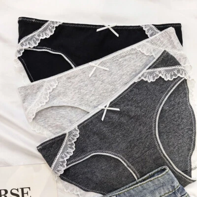 3 Pack Lot Womens Sexy Panties Briefs Lace Trim Cotton Blend Underwear Lingeries - Image 1 of 4