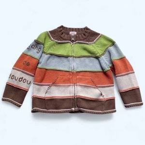 Catimini Kinder Reißverschluss vorne Strickjacke Pullover Größe 3 100 % Baumwolle mehrfarbig gestreift - Bild 1 von 11