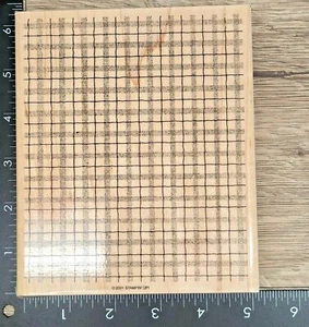 Stampin’ Up! STIPPLE PLAID Set of 1 Wood Mounted Rubber Stamp Large Stamp 2001 - Picture 1 of 7