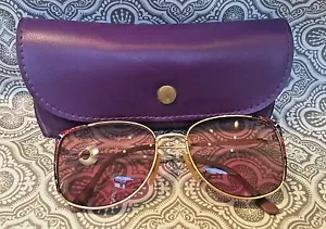 Vintage Mod 7090 Large Painted Purple 54-17 Gold Eyeglasses Made in Italy # 270 - Picture 1 of 4