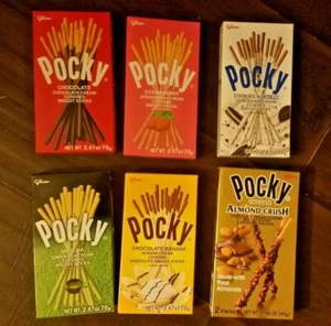 6 PACK GLICO POCKY BISCUIT STICKS CHOCOLATE,STRAWBERRY,MATCHA,ALMOND - Picture 1 of 8
