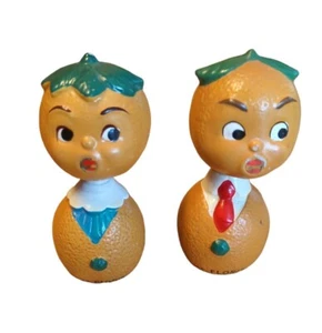 Vintage Mr. & Miss Florida Oranges Bobble Heads Kissing Magnetic Souvenir Japan - Picture 1 of 14