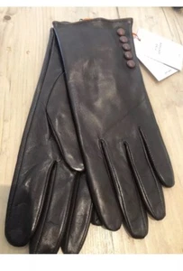 LADIES GLOVES Fleece Lined LEATHER 5 BUTTON John Lewis BROWN S/M BNWT Xmas Gift - Picture 1 of 3