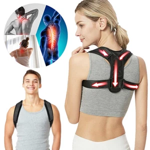 Women Men Posture Corrector Body Brace Bad Back Lumbar Shoulder Support Belt UK - Picture 1 of 14