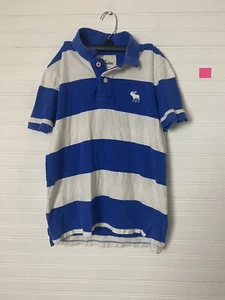 Boys Abercrombie Blue & White Striped Polo Shirt Size Large - Picture 1 of 6