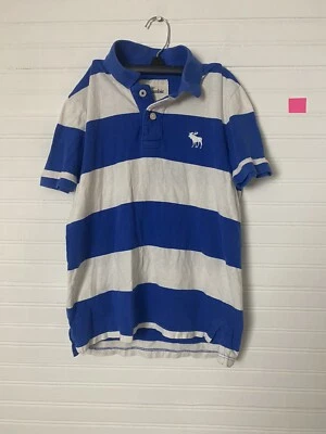 Boys Abercrombie Blue & White Striped Polo Shirt Size Large - Image 1 of 4