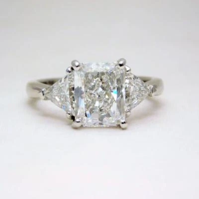 Diamond Engagement 3-Stone Ring 1.60 Carat Cushion 18k White Gold GIA Certified - Image 1 of 4