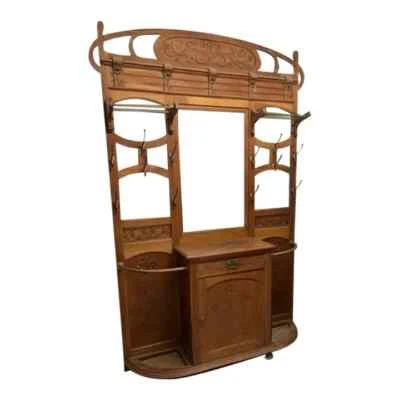 Enorme soporte antiguo para pasillo de roble Art Deco artesanías Foto 1 de 4