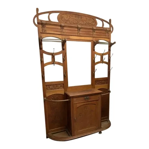 Huge Antique Arts & Crafts,  Art Deco Oak Hall Stand Cover