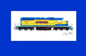 Fort Worth & Western SD40-2 11""x17"" estampado enmarañado firmado por Andy Fletcher - Imagen 1 de 1