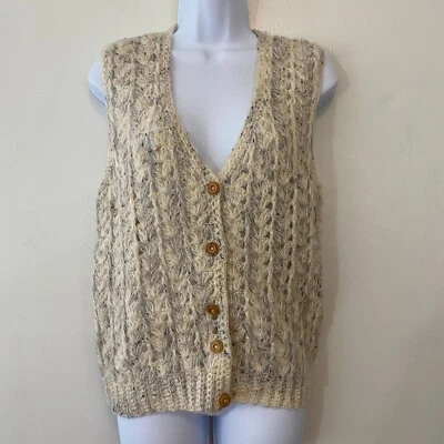 80s Joyce Crochet Button Sweater Vest Womens Large Vintage Deadstock - Image 1 of 4