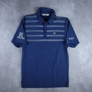 Polo Travis Mathew uomo S blu a righe golf performance miscela Pima - Foto 1 di 8