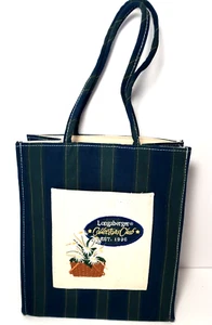 New 1996 Longaberger Collectors Club Tote Bag Embroidered Flower Basket Navy - Picture 1 of 9