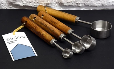 Habitat Wood & Metal Measuring Spoon Set, Unused. Rustic Design. Baking - Image 1 of 2