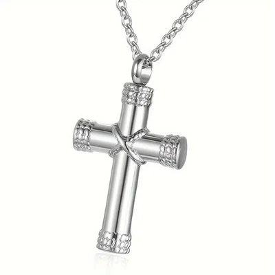Silver Cross Ashes Pendant – Bereavement Memorial Keepsake - Image 1 of 4