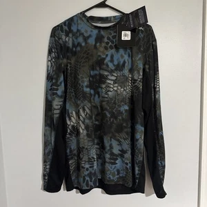 HUK Performance Fishing Shirt Men's Size L Blue Camo L/S Kryptek Neptune NWT - Picture 1 of 3