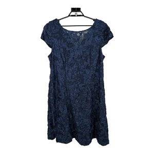 Alex Evenings Sequin Rosette Cocktail Dress blue size 20W - Picture 1 of 8