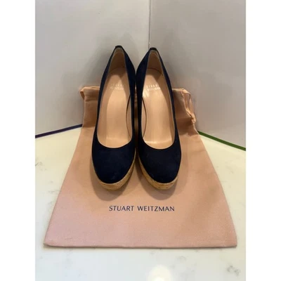 Stuart Weitzman Gamuza Azul Marino Cuñas Talla 6.5 Excelente Estado Bolsa Antipolvo Incluida Foto 1 de 4