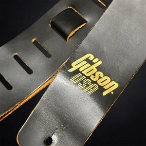Gibson Genuine Leather Guitar Strap Black Classic Adjustable Comfort D533 - Picture 1 of 8
