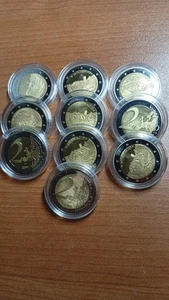 Lotto da 10 Monaco  2€ Fortezza della Rocca 2015  proof copia - Foto 1 di 4