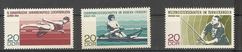 GDR 1968 Sports High Jump Rowing Angling MNH Scott#1012-1014 - Image 1 of 1