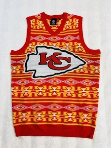 Kansas City Chiefs Feo Navidad Suéter Chaleco Hombre Talla S NFL Equipo Ropa *USADO EN EXCELENTE ESTADO* - Imagen 1 de 10