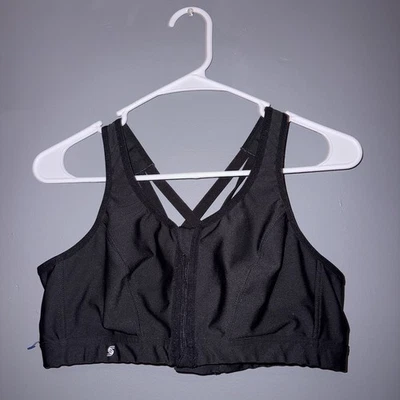 Sujetador GLAMORISE SPORT NEGRO 40B correa cruzada con cremallera frontal sin cables talla grande Foto 1 de 4