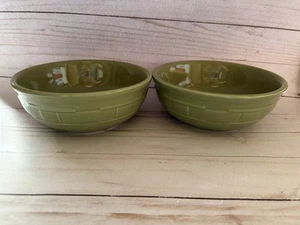 ZWEI Longaberger verglaste Keramik SALBEIGRÜN 7" Müslischalen 26 Unzen EUC! - Bild 1 von 8