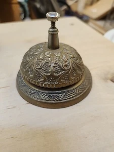 Vintage Brass Ornate Hotel Desk Service Bell Good Condition Works - Picture 1 of 3
