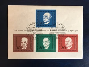 GERMANY 1968 MNH OR USED SHEET ADENAUER CHURCHILL GASPERI SCHUMANN CHOOSE 1 - Picture 1 of 4