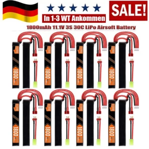 8PCS 3S 11,1V 1800mAh 30C Deans T Tamiya Stecker Nunchuck rund Softair AEG NEW - Bild 1 von 8