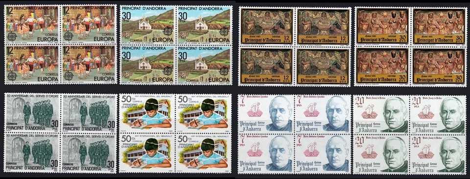 Andorra Esp. - Edi ** 140/7 Bl. 4 - Año 1981 - 8 valores en bloque de 4 - Imagen 1 de 1