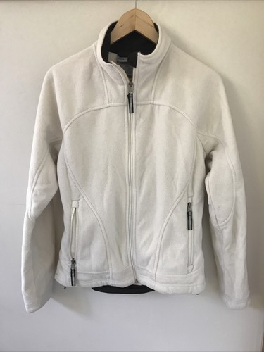 OFF WHITE Giacca maglione Free Country donna bianco sporco zip poliestere pile piccolo 38"