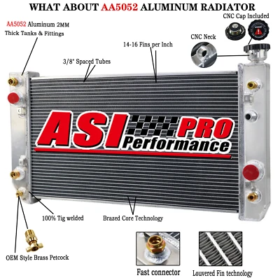 For 1988-94,1993 Chevy S10 Blazer GMC Jimmy S15 4.3L V6 4 Row Aluminum Radiator Foto 1 de 4