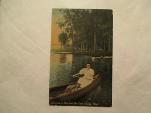 Omaha Nebraska Canoeing at Rod and Gun Club 1912 NE Postcard - Picture 1 of 2