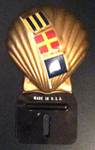 LICENSE PLATE TOPPER, SHELL, GENUINE VINTAGE WW2 ERA, HOT ROD, HISTORIC RACING - Picture 1 of 4