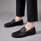 Men Leather Cut Out Breathable Round Toe Slip On Casual Loafers Work Dress Shoes