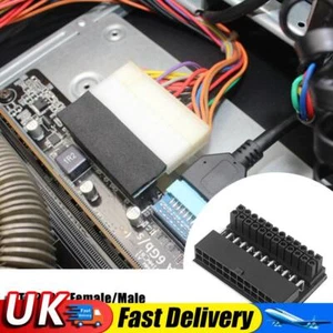 90 Degree Desktop PC ATX 24Pin Female to 24Pin Male Motherboard Power Adapter UK - Afbeelding 1 van 8