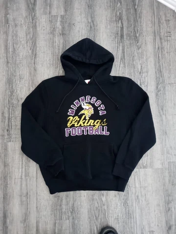 Minnesota Vikings NFL Hoodie Adult Unisex Medium Majestic Black With Team Logo Cover