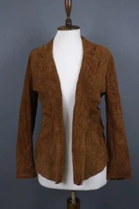 GIORGIO BRATO Brown Long Sleeve Suede Open Front Blazer Jacket Size 42 - Picture 1 of 18