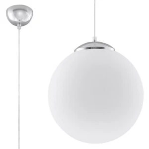 Pendelleuchte Hängelampe Beleuchtung Glas Kugel Rund Licht E27 Chrom Weiß 40 - Bild 1 von 8