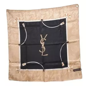 Yves Saint Laurent Unused Silk Cotton Scarf Handkerchief Rose YSL Logo 58×58cm - Picture 1 of 10