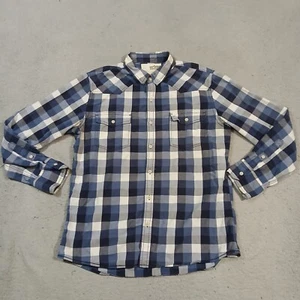 Urban Pipeline Shirt Mens Large Blue Gray Plaid Skater Long Sleeve Pockets - Picture 1 of 16
