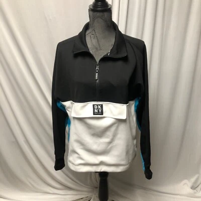 DKNY Sudadera Deportiva Mujer Talla Grande Media Cremallera Pullover Negro Blanco Azul NUEVO Foto 1 de 4